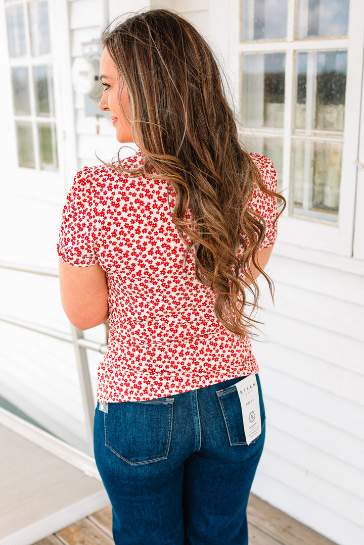 Jane Ruched Floral Button Down Shirt