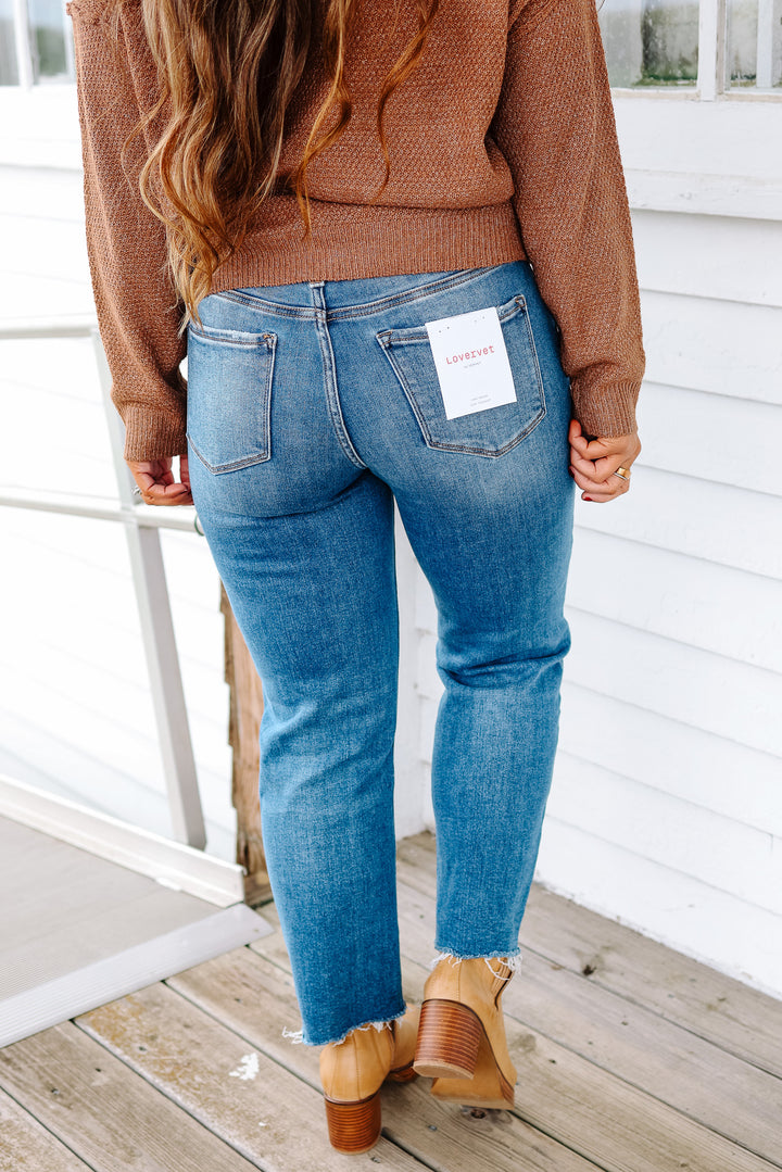 LOVERVET: ROME FRAYED HEM CROP JEANS