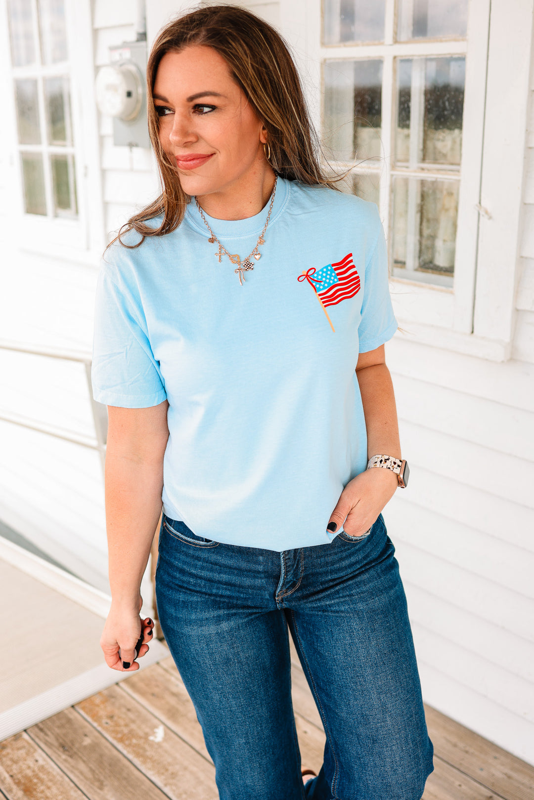 God Shed His Grace Front & Back Graphic Tee - Hydrangea