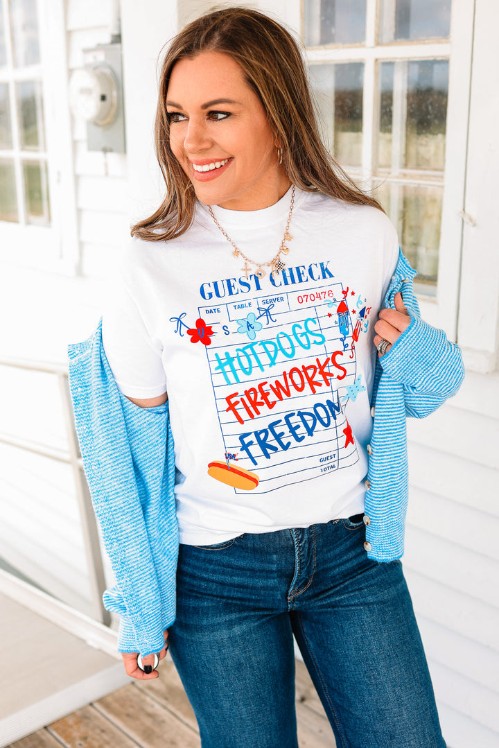 USA Guest Check Graphic Tee - White