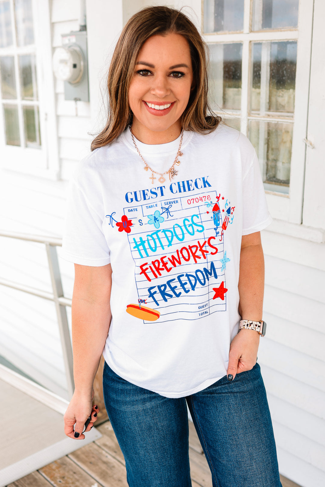 USA Guest Check Graphic Tee - White