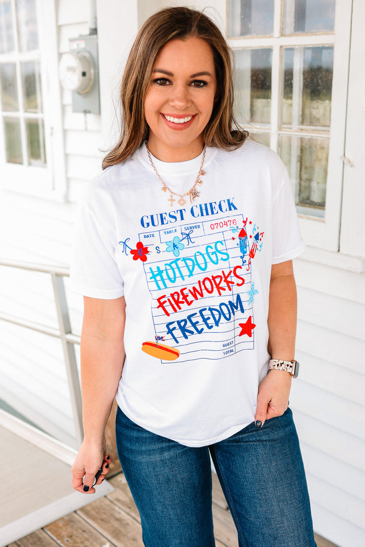 USA Guest Check Graphic Tee - White