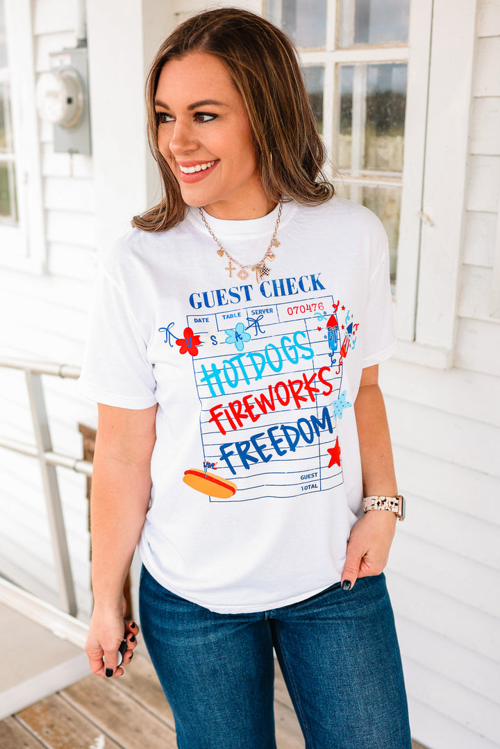 USA Guest Check Graphic Tee - White