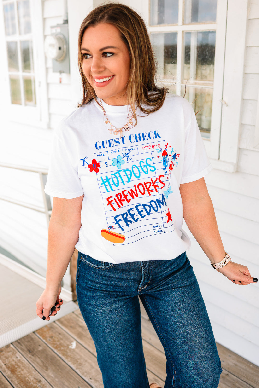 USA Guest Check Graphic Tee - White