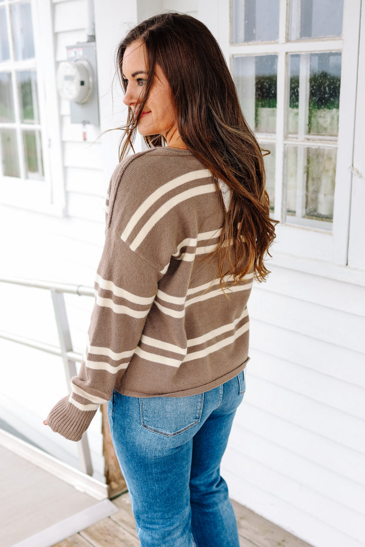 Jane Notch Neck Striped Sweater