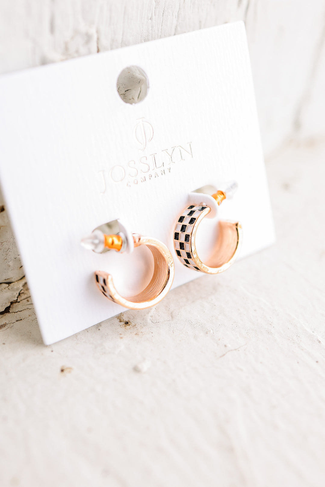 Checker Huggie Hoop Earrings