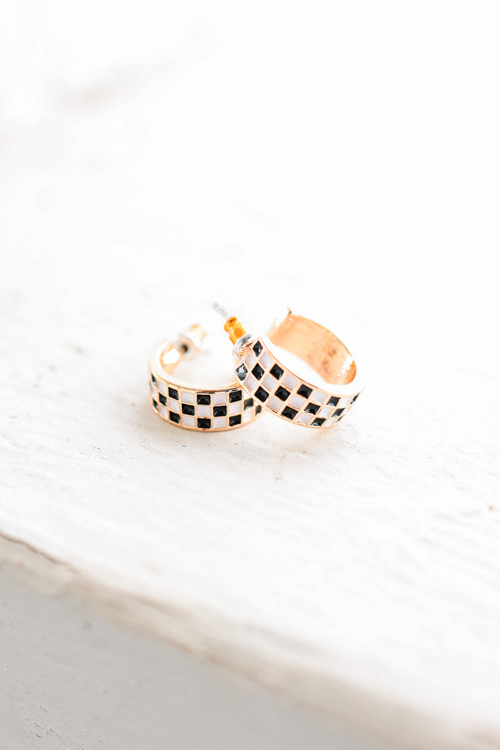 Checker Huggie Hoop Earrings