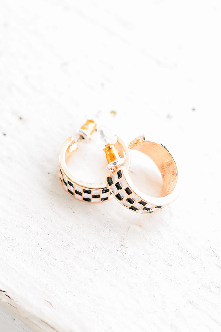 Checker Huggie Hoop Earrings