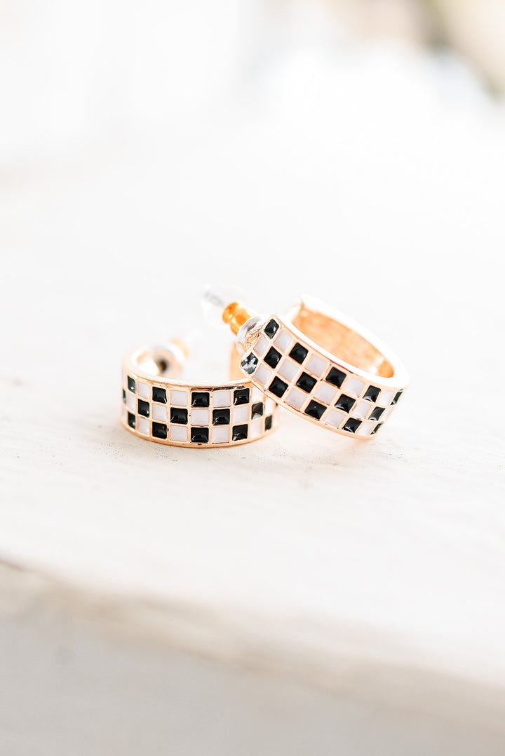 Checker Huggie Hoop Earrings