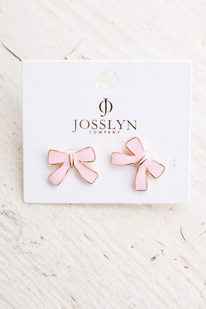 Classic Charming Pink Bow Earrings