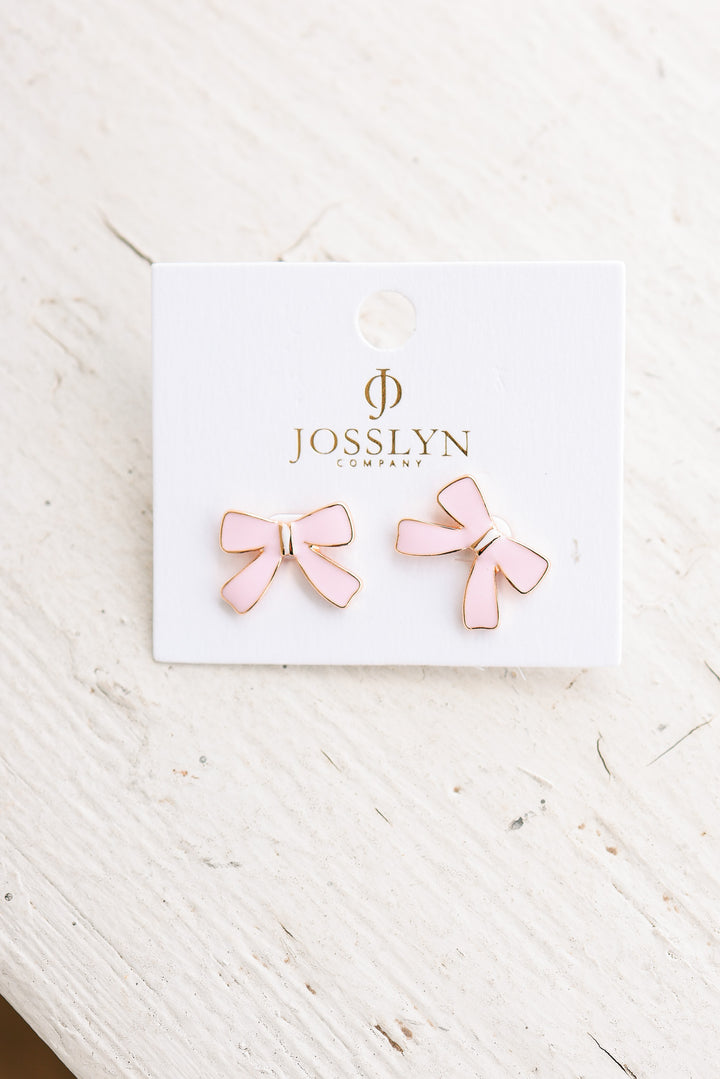 Classic Charming Pink Bow Earrings