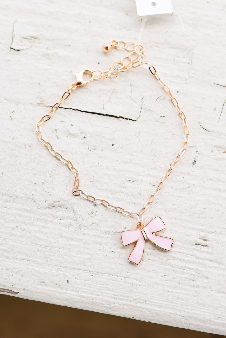 Classic Charming Pink Bow Bracelet