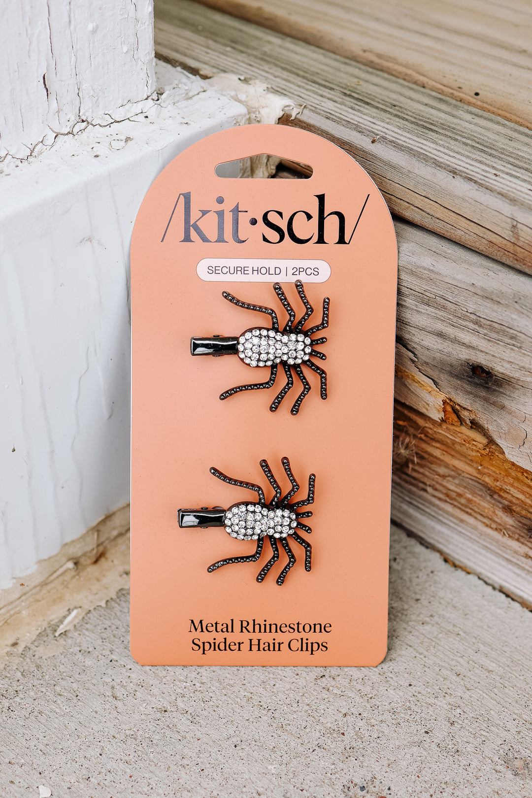 Metal Rhinestone Hair Clips 2pc Set - Spider