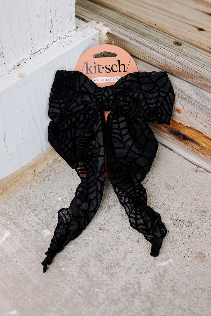 Oversized Bow Hair Clip - Spiderweb