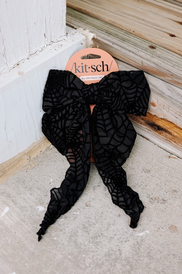 Oversized Bow Hair Clip - Spiderweb