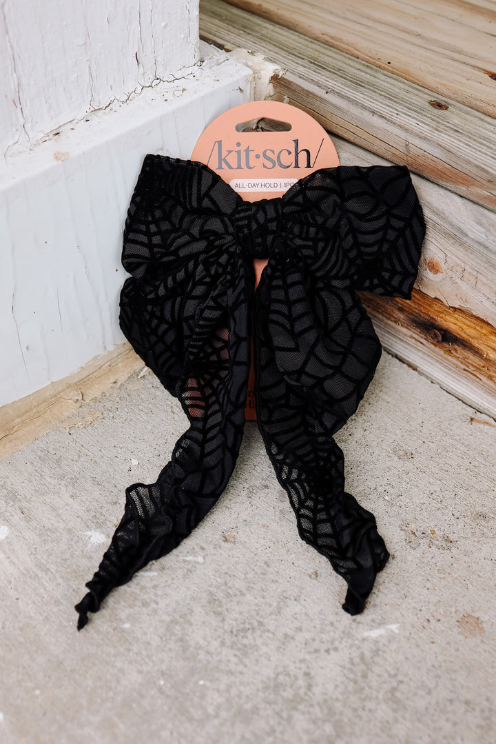 Oversized Bow Hair Clip - Spiderweb