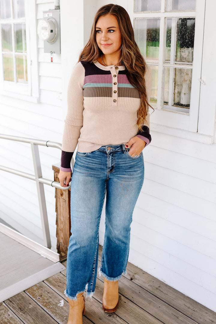 RISEN: Max Mid Rise Crop Straight Jeans