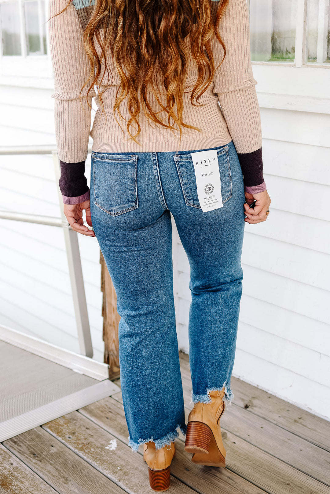 RISEN: Max Mid Rise Crop Straight Jeans