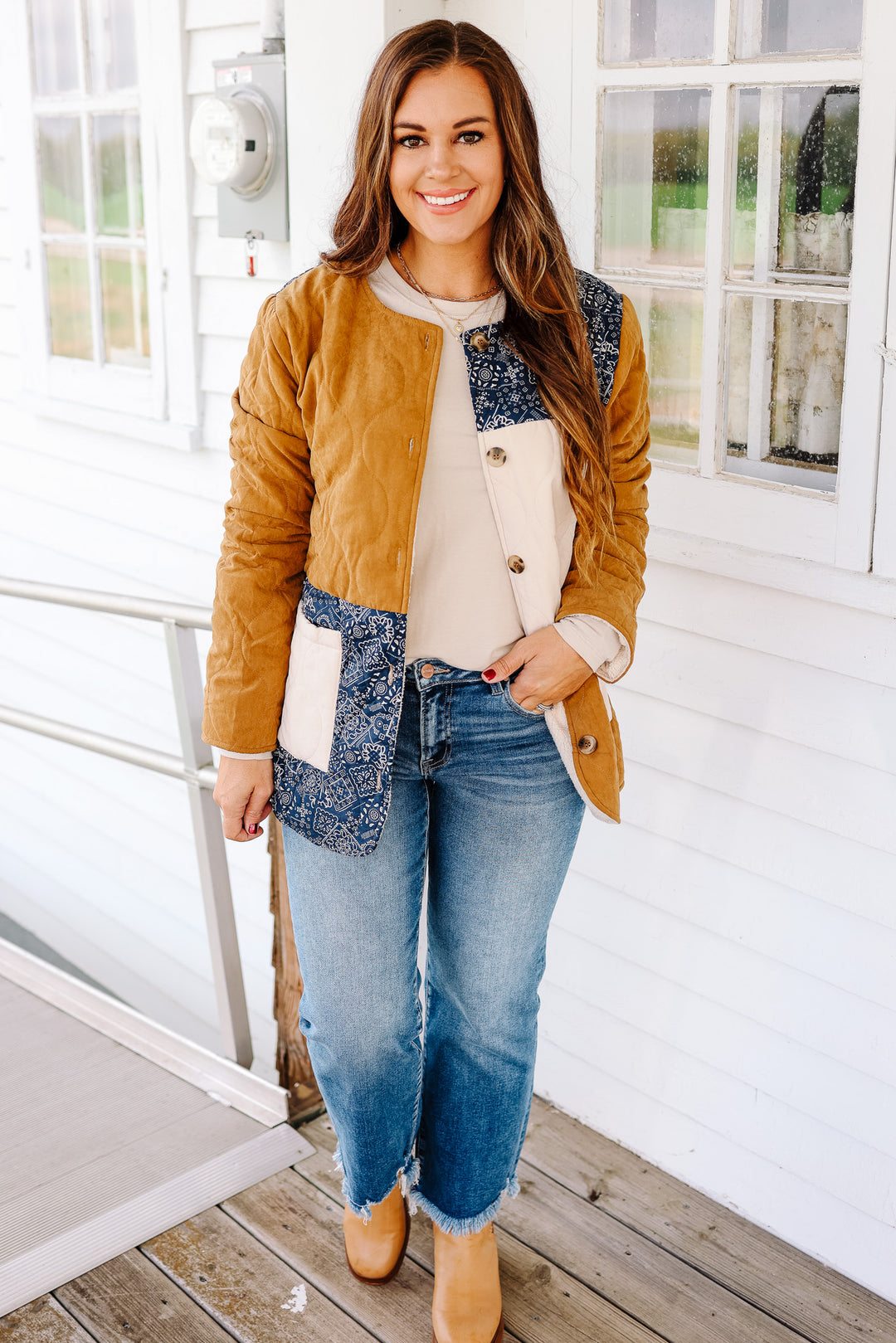 Bandana Print Fleece Lined Jacket