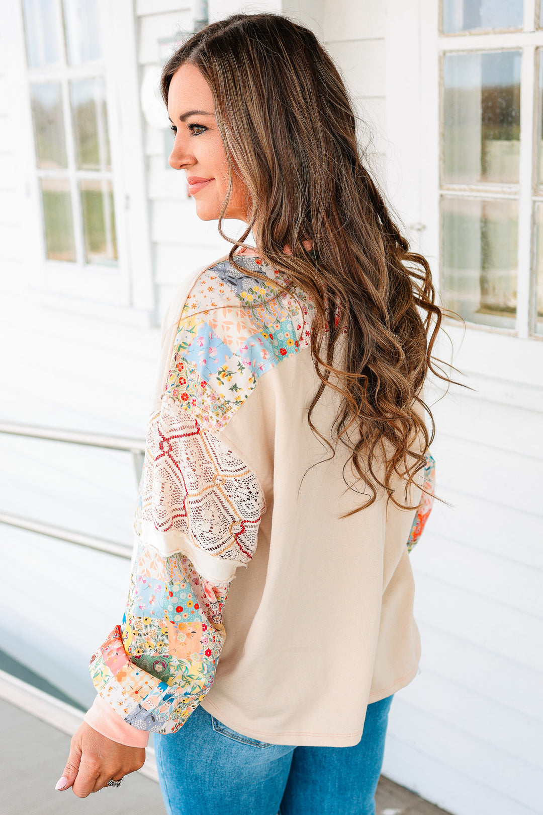 Indie Floral and Lace Patchwork Top