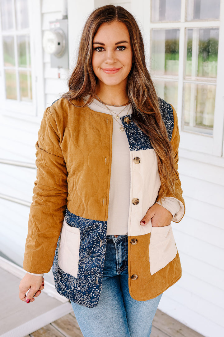 Bandana Print Fleece Lined Jacket