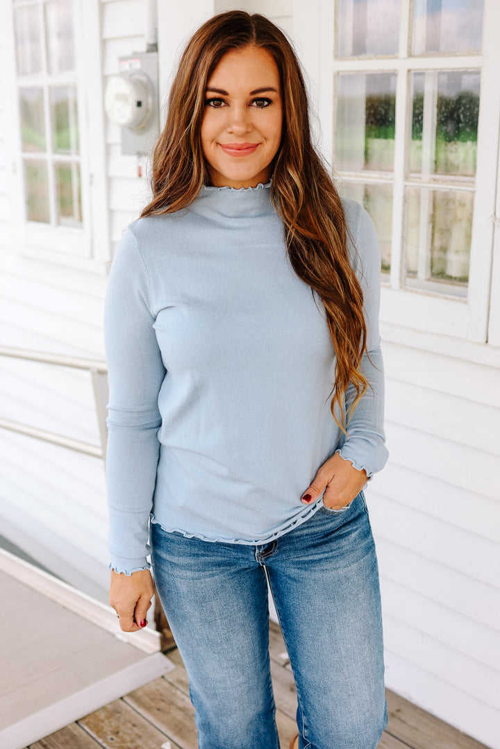 Lauren Lettuce Edge Long Sleeve - Light Blue