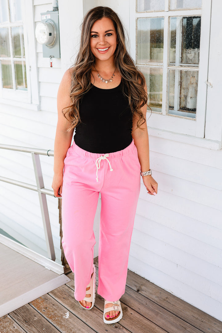 Luna Drawstring Knit Pants - Punch