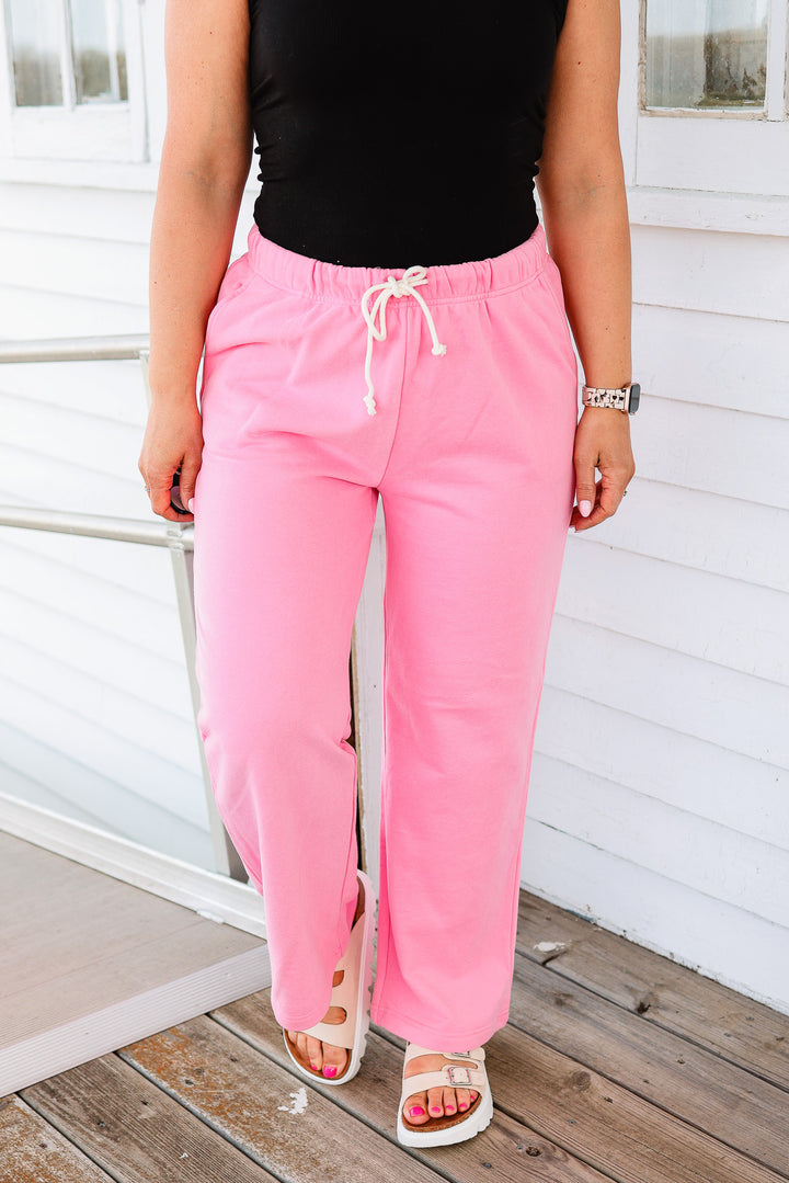 Luna Drawstring Knit Pants - Punch