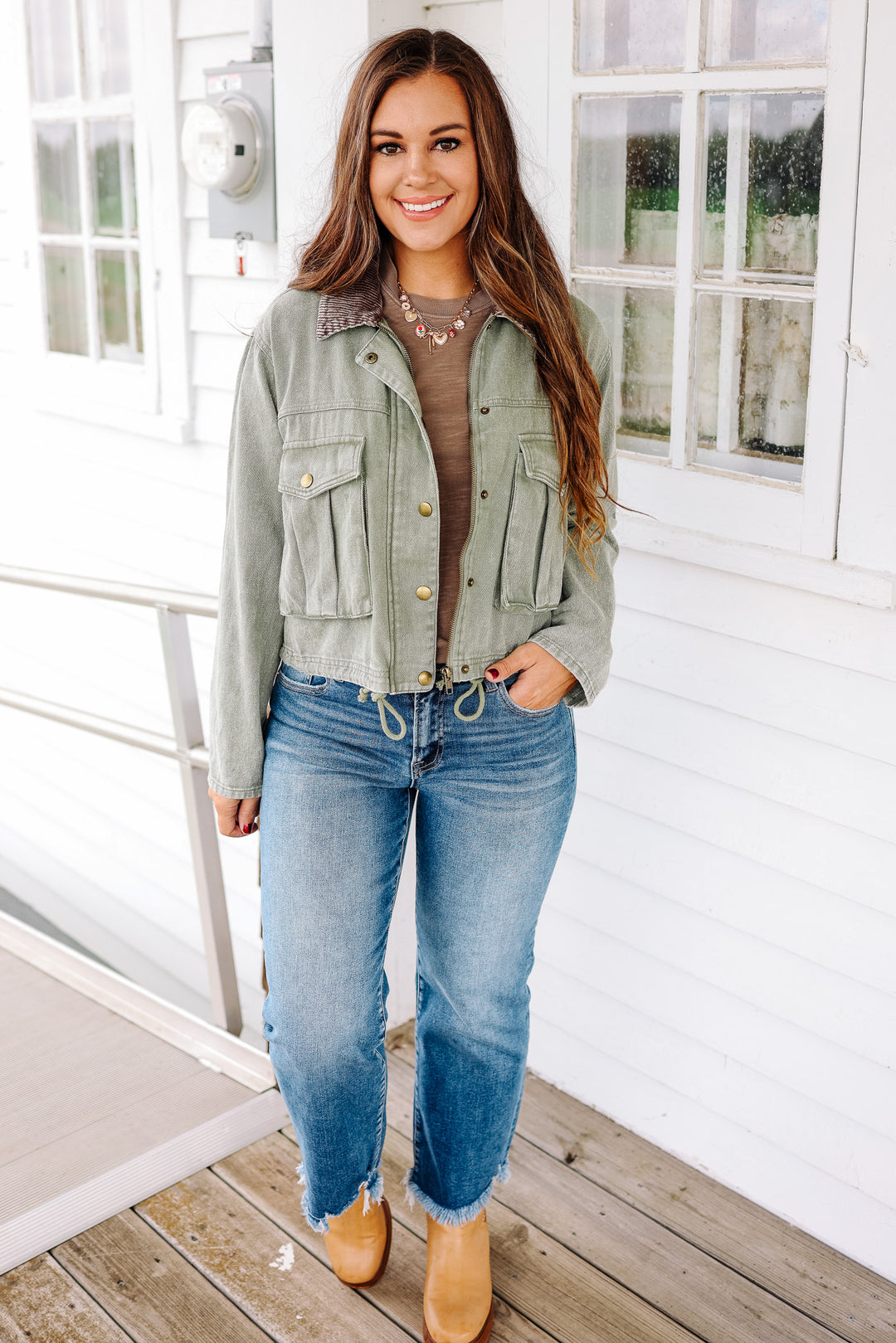 West Crop Jacket - Olive