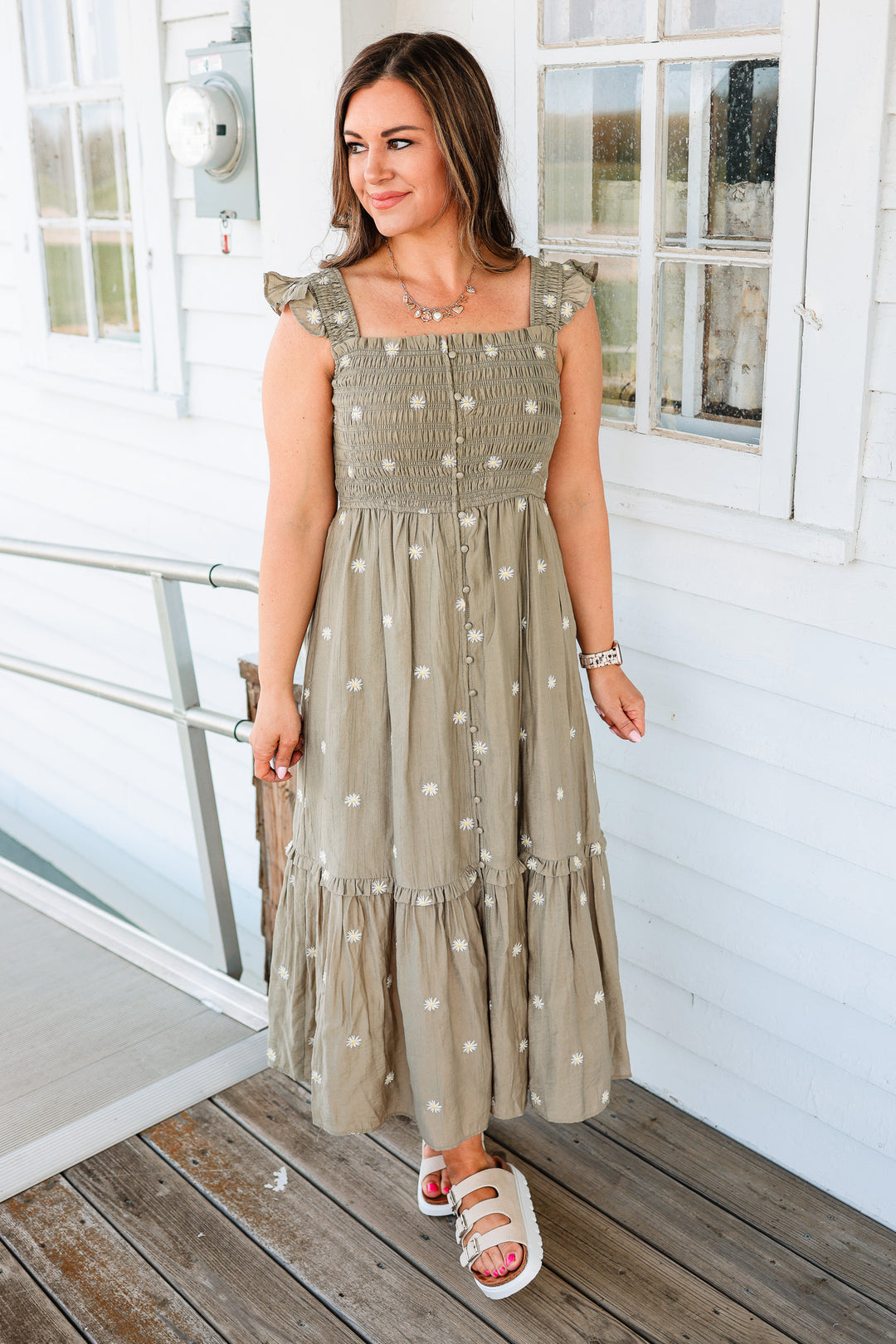 Rhea Daisy Embroidered Maxi Dress – Aiden & Oak