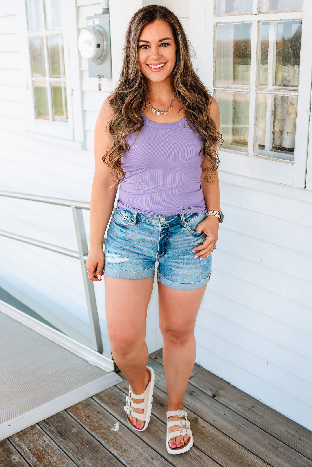 RISEN: Porter High Rise Cuffed Shorts