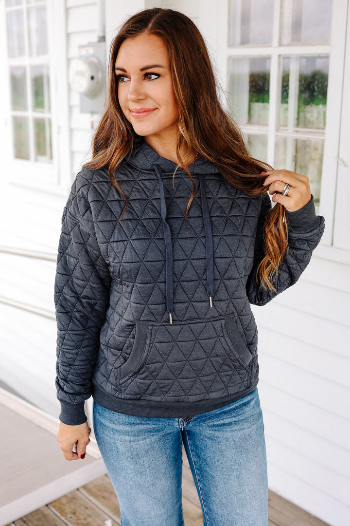 Eloise Quilted Hoodie - Charcoal