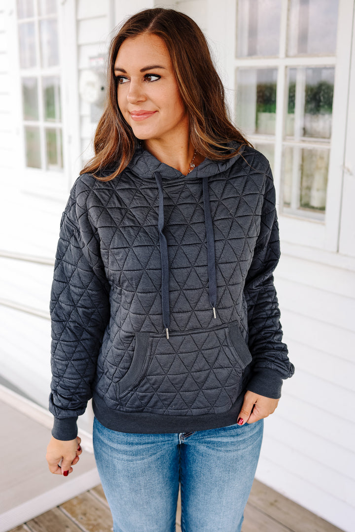 Eloise Quilted Hoodie - Charcoal