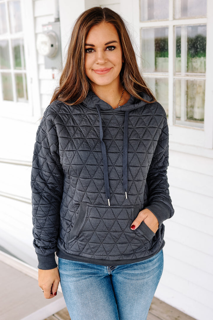 Eloise Quilted Hoodie - Charcoal