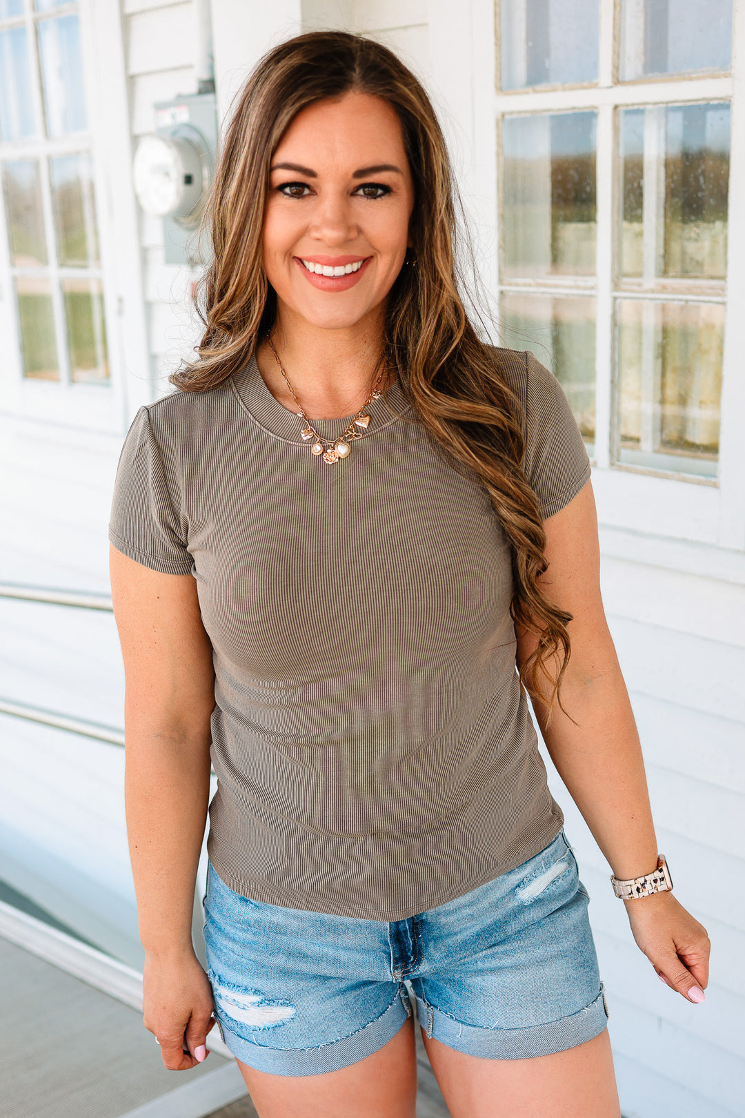 Leo Ribbed Tee - Cappuccino