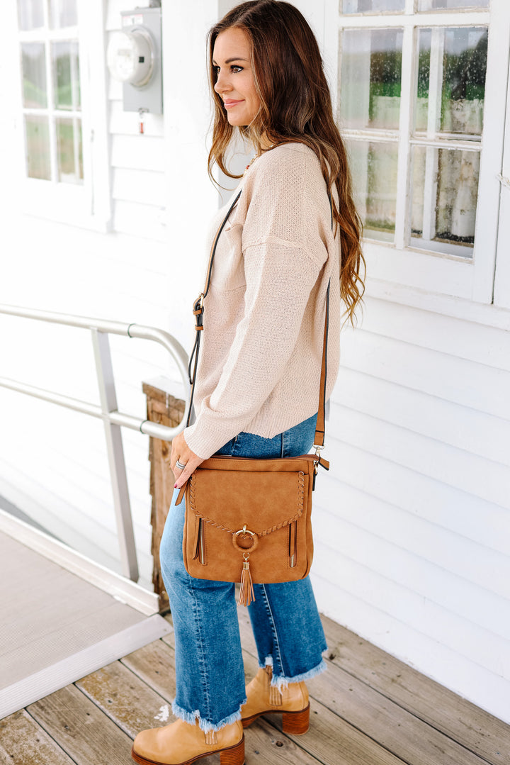Layla Whipstitch Crossbody - Brown
