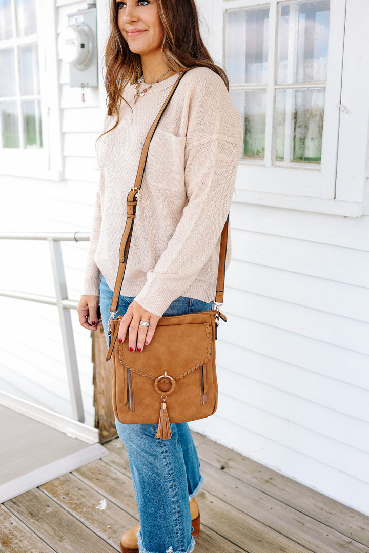 Layla Whipstitch Crossbody - Brown