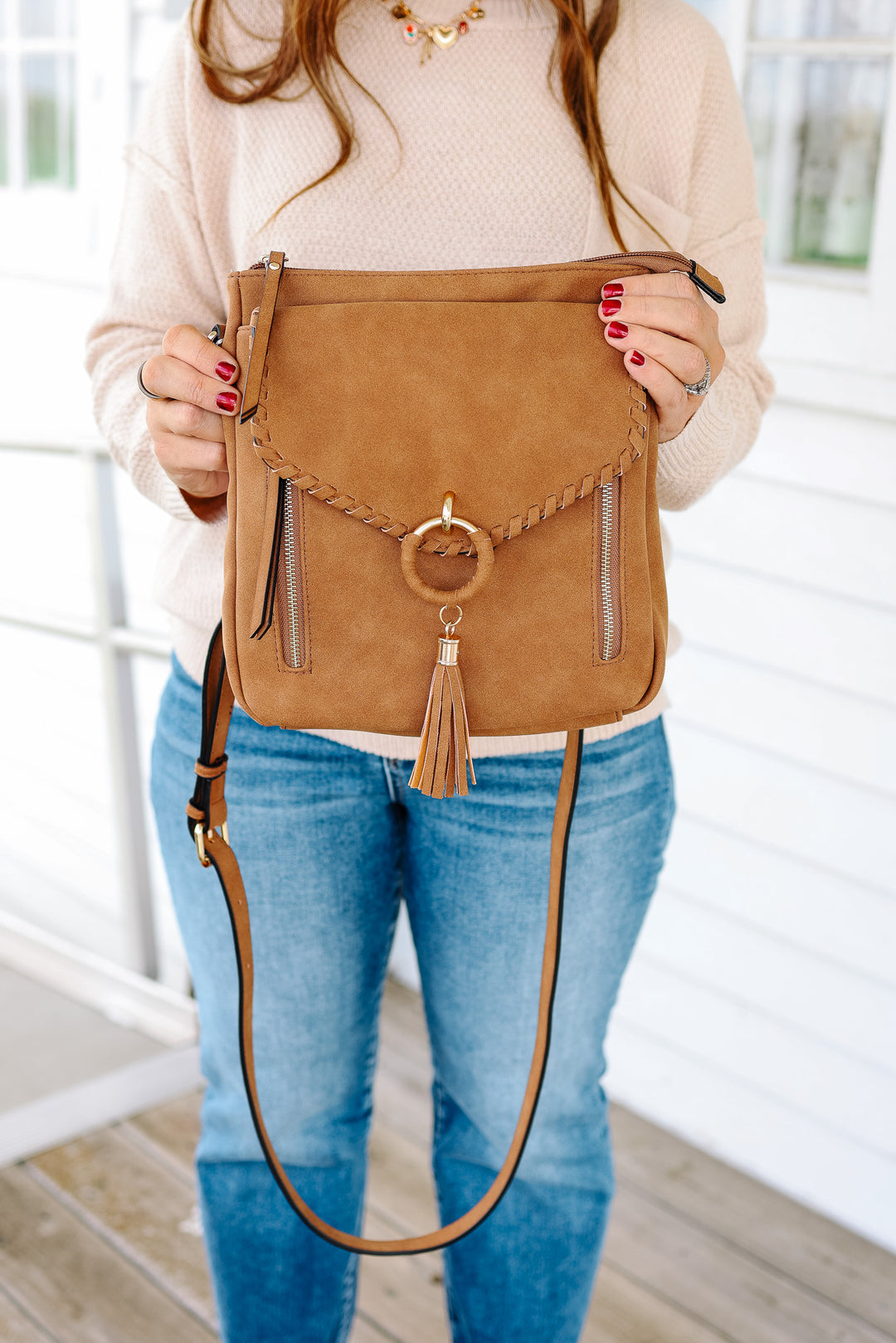 Layla Whipstitch Crossbody - Brown