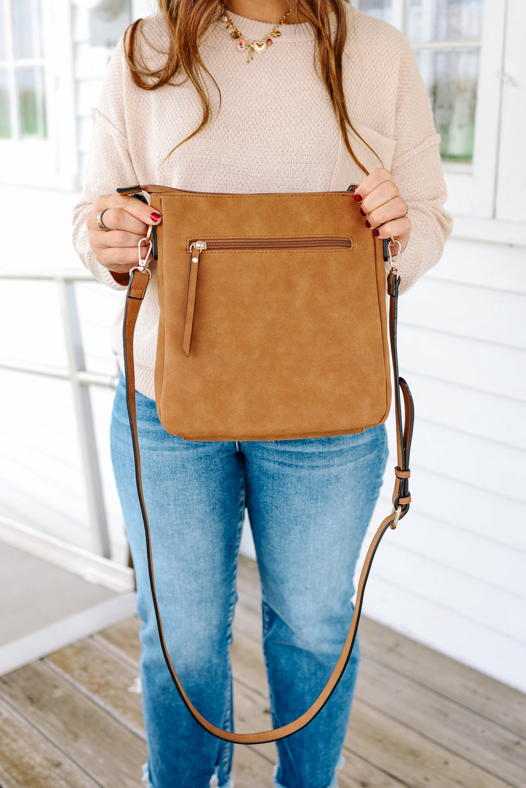 Layla Whipstitch Crossbody - Brown
