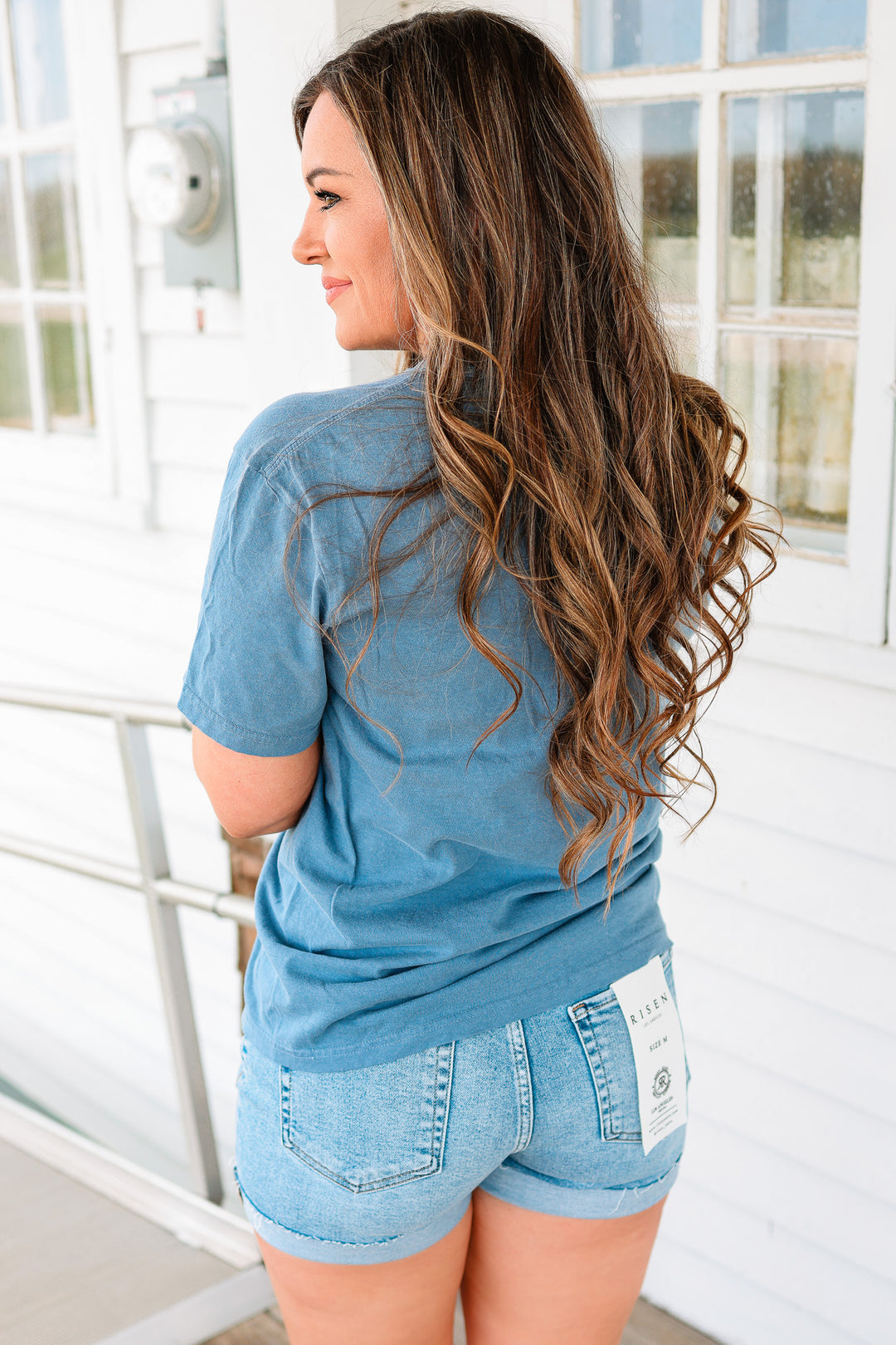 All American Patchwork Graphic Tee - Blue Jean