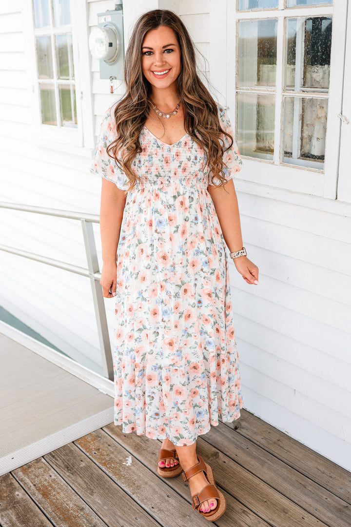 Avery Flutter Sleeve Maxi Dress