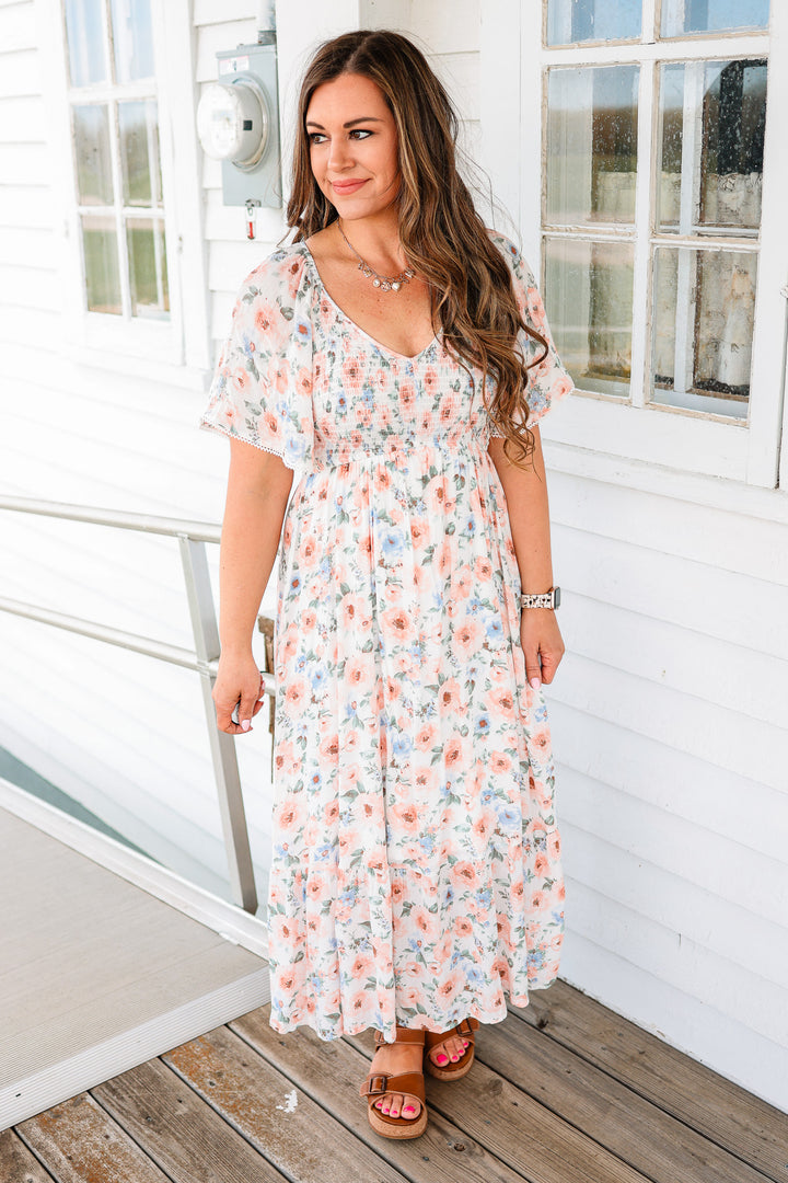 Avery Flutter Sleeve Maxi Dress