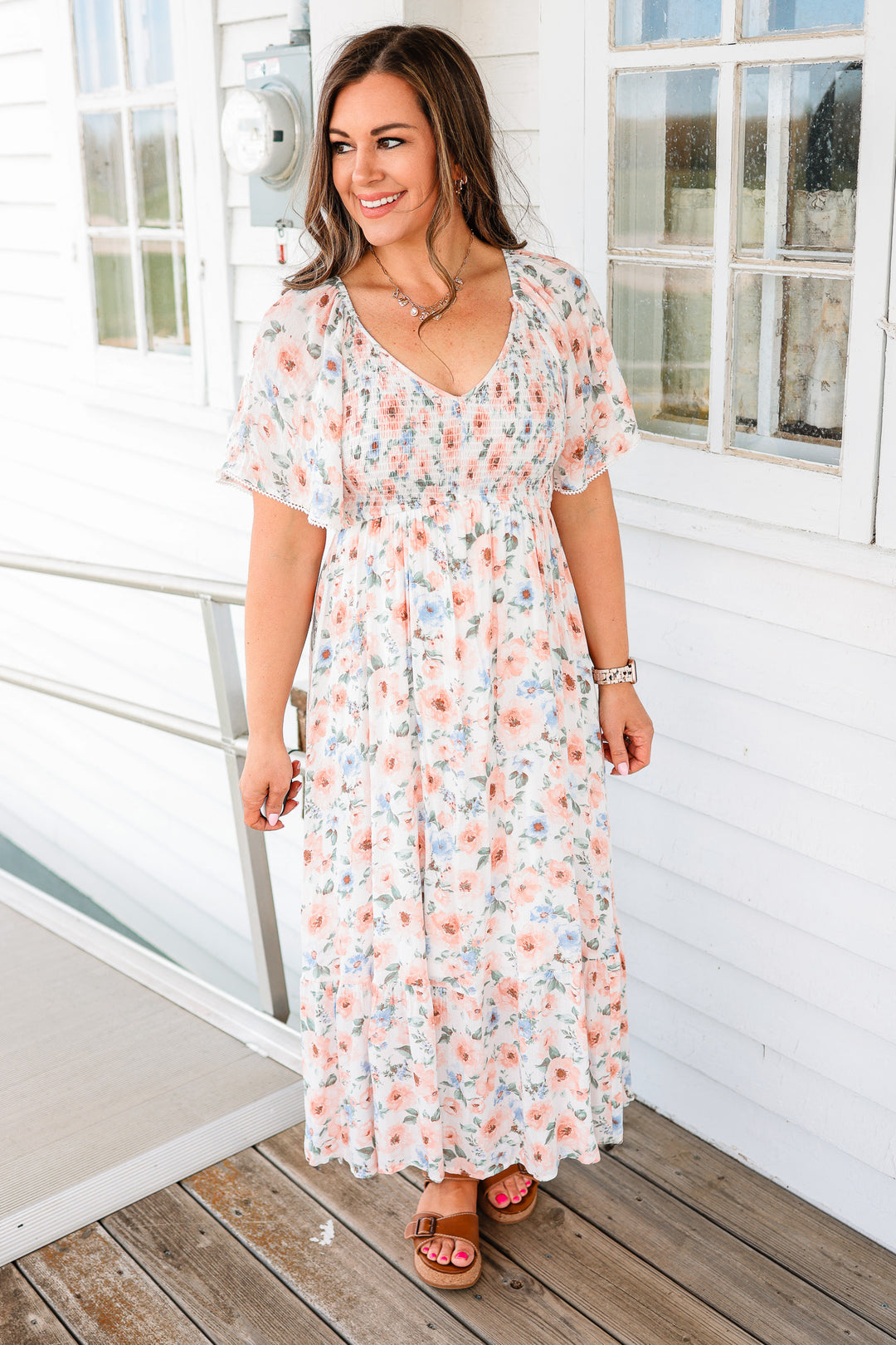 Avery Flutter Sleeve Maxi Dress
