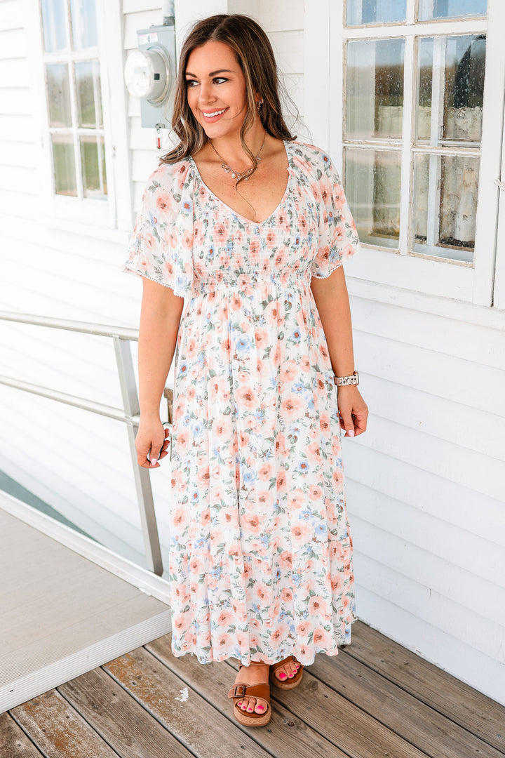 Avery Flutter Sleeve Maxi Dress
