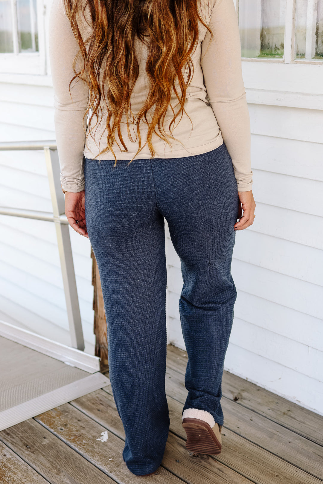 Lizzy Waffle Knit Pants - Navy