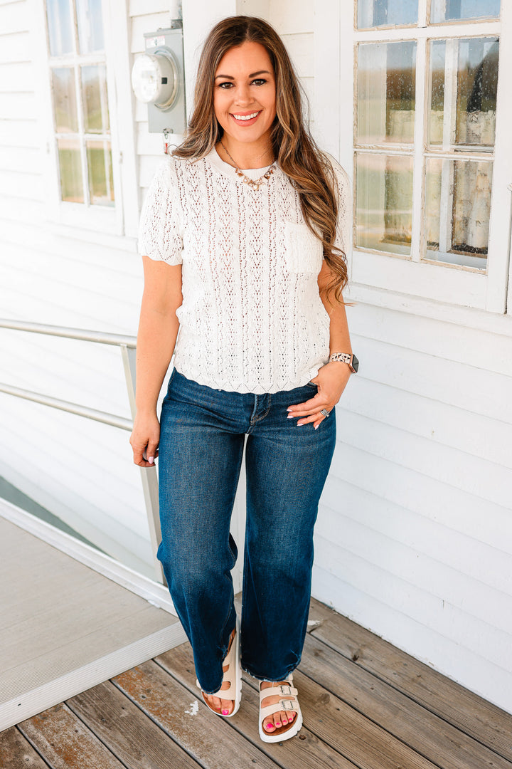 Hadley Lace Textured Knit Short Sleeve