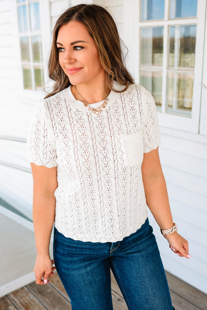 Hadley Lace Textured Knit Short Sleeve