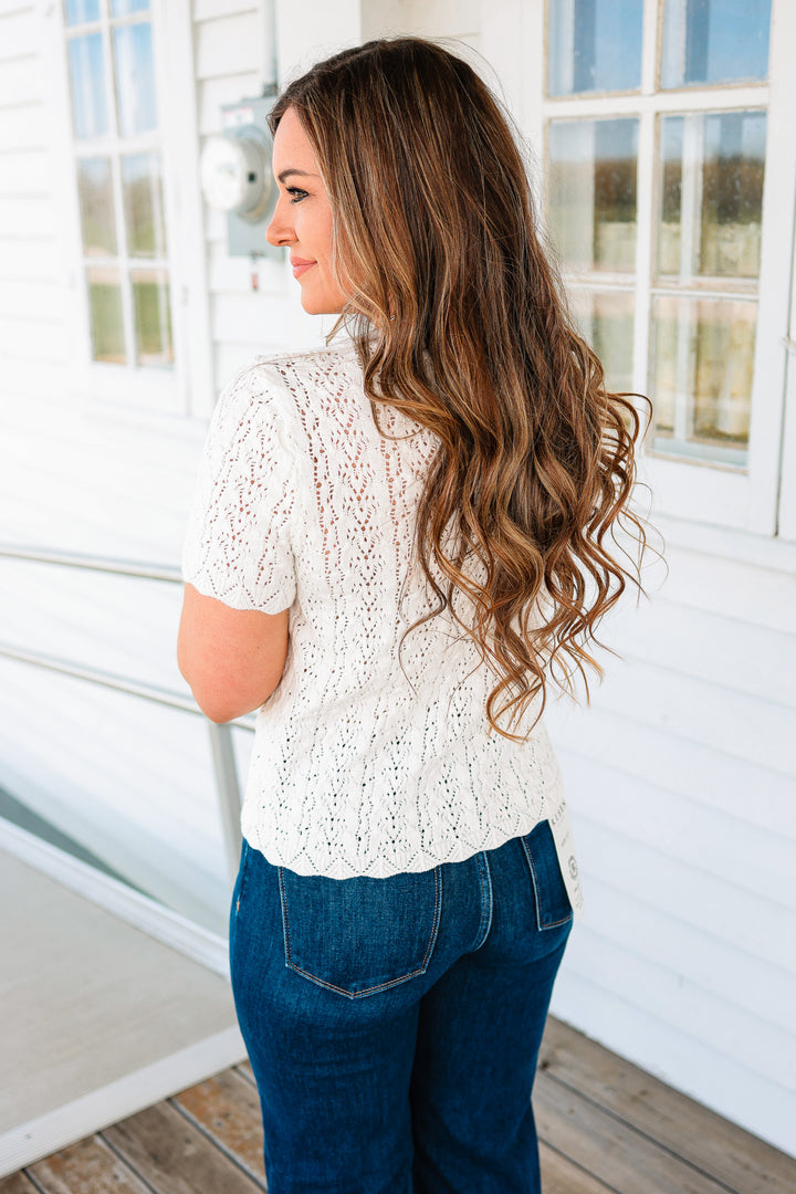 Hadley Lace Textured Knit Short Sleeve
