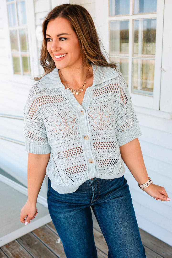 Renley Crochet Polo Top