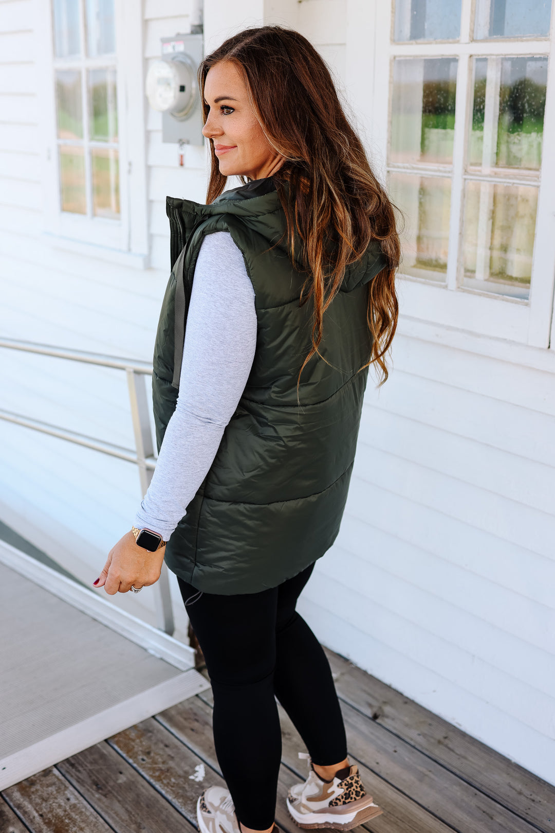 Betrix Longline Padded Vest - Olive